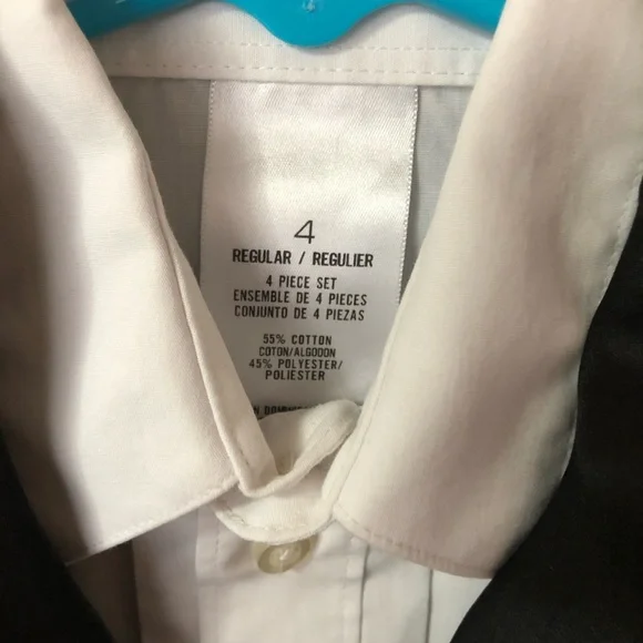 Tuxedo jacket black with white dress shirt size 4 Nautica